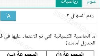 ما الخاصية الكيميائية التي تم الاعتماد عليها في فرز المواد في الجدول أمامك