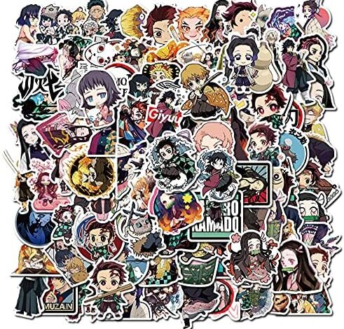 100pcs Anime Stickers Decals, Waterproof Japanese Anime Stickers Pack for Adults Teens Kids, Cute Cartoon Stickers for Water Bottle Laptop Skateboard Guitar