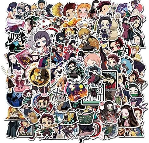 100pcs Demon Slayer Anime Stickers, Repeating Waterproof Stickers for Kids Adults, Vinyl Laptop Stickers for Skateboard, Water Bottles, Cars, Bumper, Scrapbook