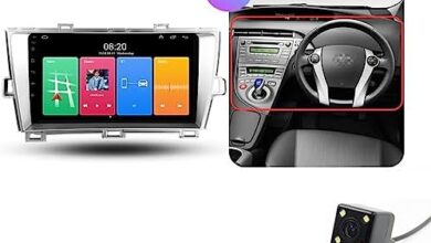 ADMLZQQ Car Stereo Apple Car-Play and Android Auto, 9'' QLED Touchscreen Car Stereo with Backup Camera, Bluetooth Car Radio Support Mirror Link,Steering Wheel Control for Toyota Prius 2009-2015,R,Y2E