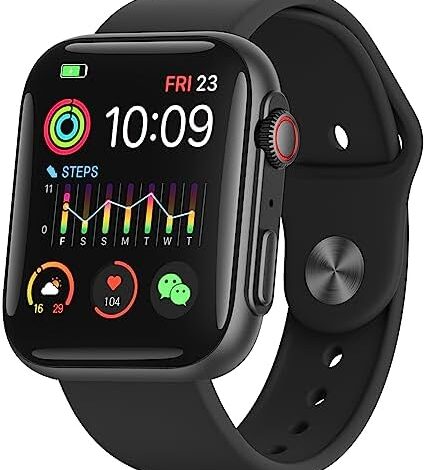 1.98" Smart Watch for Android iPhone, 100+ Sports Modes, Health, Sleep and Fitness Tracker, Step Calorie Counter, Water Resistant Fitness Watch, Smartwatches for Men Women, 2 Bands Included (Black)