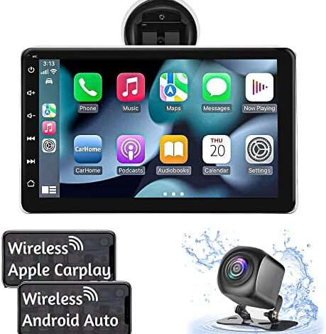 2023 Newest Wireless Apple Carplay&Android Auto,7In HD IPS Touchscreen Portable Car Radio Receiver,Car Stereo with Mirror Link, Bluetooth,Backup Camera,AUX/USB/TF,For Cars Trucks SUVs Pickups RVs Vans
