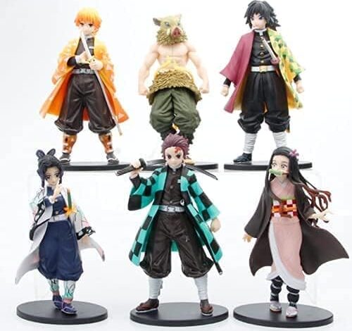 6 Piece Set of Demon Slayer Figures, 6.3 Inch Demon Slayer Toy. Demon Slayer Action Figure. Zenitsu Tsuyuri Inosuke Tanjiro Nezuko Kyojuro Figure. Figure Statue Anime Collection Figurine Doll Toys