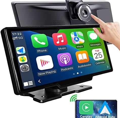 9.3" Portable Car Radio with 2.5k Dashcam, Wireless Dash Mount Apple CarPlay & Android Auto, Touch Screen Display, Double Din Stereo Bluetooth, Mirror Link, FM, Drive Mate CarPlay Navigation,Carbuddy