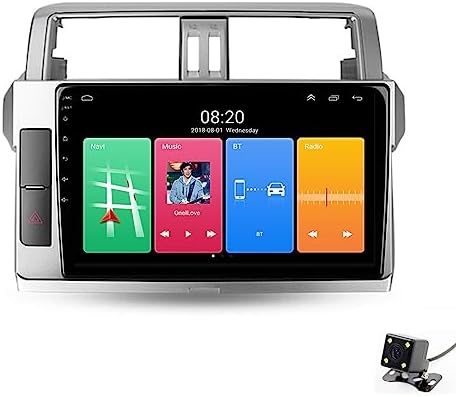 ADMLZQQ Android Car Stereo for Land Cruiser Prado 2013-2017 Carplay Android Auto Bluetooth Car Radio 10.1 Inch QLED Touchscreen FM AM RDS GPS Navigation Head Unit with 360 Car Camera System
