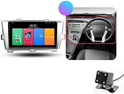 ADMLZQQ Car Stereo Apple Car-Play and Android Auto, 9'' QLED Touchscreen Car Stereo with Backup Camera, Bluetooth Car Radio Support Mirror Link,Steering Wheel Control for Toyota Prius 2009-2015,R,Y1E