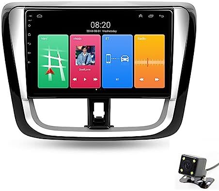 ADMLZQQ for Toyota Vios Yaris L 2016-2019 Android Car Stereo Radio with Wireless Apple Car-Play Android Auto 9'' QLED Touch Screen Bluetooth Car Radio with GPS Navi WiFi FM/RDS Backup Camera