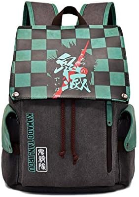 Afoxsos Japanese Anime Backpacks - Unisex Canvas Shoulder Bags Anime Bookbags for Ages 8+ (10.6"x4.7"x16.5"Inh,Multicolors)