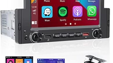 Android 12 Single Din Car Stereo Apple Carplay Android Auto Radio 6.2 inch Touchscreen in-Dash GPS Navigation Car Radio Support WiFi BT SWC DVR Backup Camera Microphone