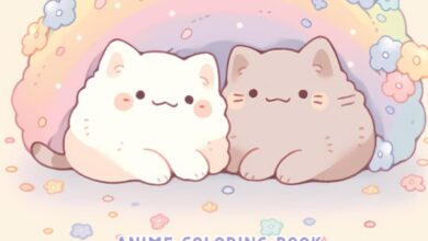 Anime Coloring Book: Kawaii Cats: Manga Art & Anime Enthusiasts Stress Relief Adult Coloring