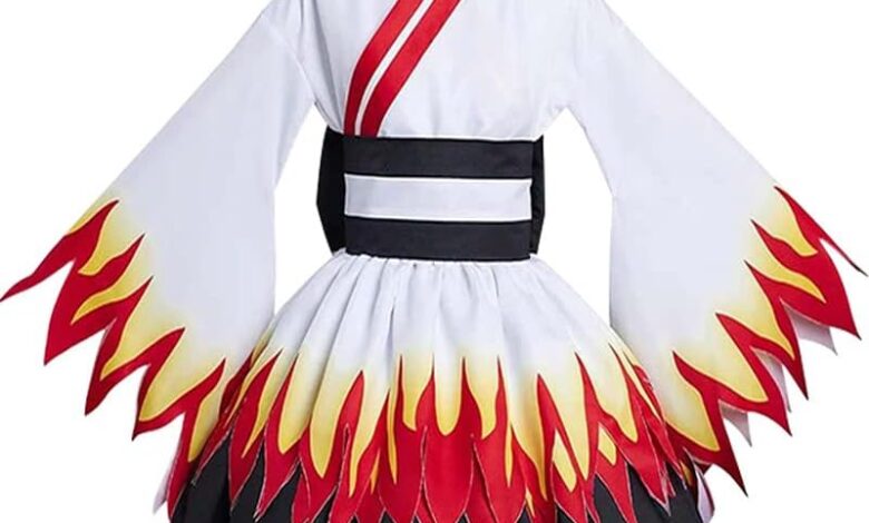 Anime Demon Slayer Girls Kimono Kimetsu no Yaiba Rengoku Kyoujurou Cosplay Costume Vintage Dress