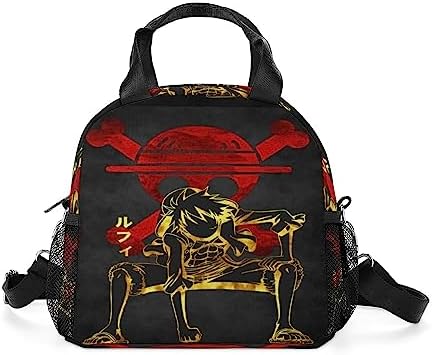 Anime Lunch Bag- Large Portable Cooler Lunch Box for Office Work School Picnic Beach Workout - Reusable Freezable Tote Lunch Bag Organizer with Adjustable Shoulder Strap for Women Men Adult Kids