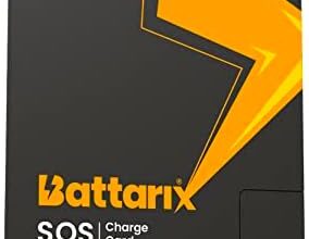 BATTARIX SOS Charge Card - Ultra-Thin Credit Card Sized Portable Charger & Battery Bank - External Battery Lightning Phone Charger for Android and iPhone Models (Single Use, Pre Charged)