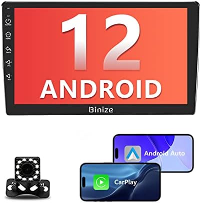 Binize Android 12 Double Din Car Stereo 10.1 Inch Compatible With Wireless Carplay Android Auto Head Unit Car Radio Touchscreen Bluetooth Car Stereo With Backup Camera Car In-Dash Navigation GPS Units