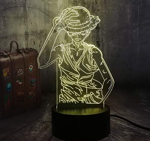 Bri-moryea Japan Anime Monkey D. Luffy 3D LED Illusion Night Light 7 Colors Desk Lamp Home Bedroom Decor Child Birthday Christmas Kids Toys(Monkey D. Luffy)