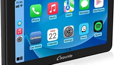 Carpuride 2023 Newest w701, Carpuride 7 inch Portable Wireless Apple Carplay & Android Auto, IPS Touchscreen, Bluetooth 5.0 Audio Hands Free Calling/Mirror Link/GPS/Siri/Mic, Dash Windshield Mounted