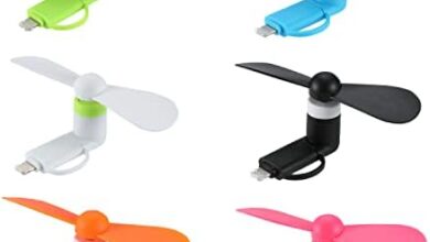 DNTESR Mini Cell Phone Fan 2-in-1 Fan Compatible for iPhone, iPad, Android Smartphone,Tablet - Colorful and Powerful- Cell Phone Summer Accessories (6-Pack)