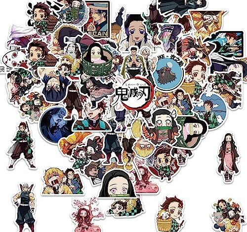 Demon Slayer Stickers 50pcs, Anime Cartoon Stickers for Cute Water Bottle Laptop Travel Case Car Skateboard Motorcycle Bicycle Luggage Guitar Bike (Demons)