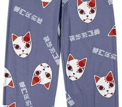 Demon Slayer Tanjiro Fox Mask Men's Blue Fog Sleep Pajama Pants