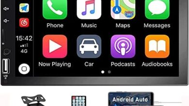 Double Din Car Stereo, in-Dash Car Radio with Apple CarPlay/Android Auto Bluetooth 7 Inch HD Touchscreen Auto Radio with Backup Camera, FM/Mirror Link//TF/AUX/USB/Multimedia MP5 Player