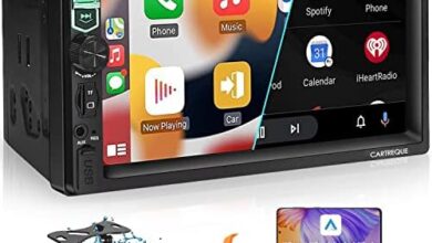 Double Din Car Stereo with Wireless Apple CarPlay and Android Auto, 7-Inch FHD Touchscreen Car Audio Receiver with Backup Camera, Bluetooth, Car Radio with FM, USB/TF/AUX Port, Mirror Link, Subwoofer