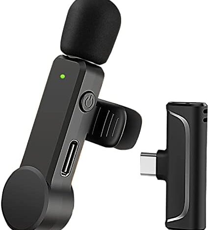 EZColoris Wireless Microphone for Android Phone USB C Mic 10H Battery Lapel Wireless Lavalier Microphone Noise Canceling Mic Video Recording Stream Interview