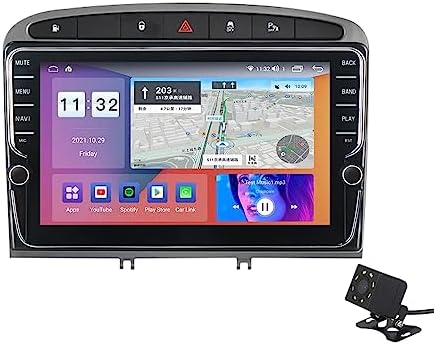 EnwInd 8 Inch IPS Screen Android 12 Car Stereo Car Radio GPS Navigation for Peugeot 408 Built-in Car-Play/Bluetooth/Wireless/Android Auto/4G WiFi/DSP/FM AM/Back Camera