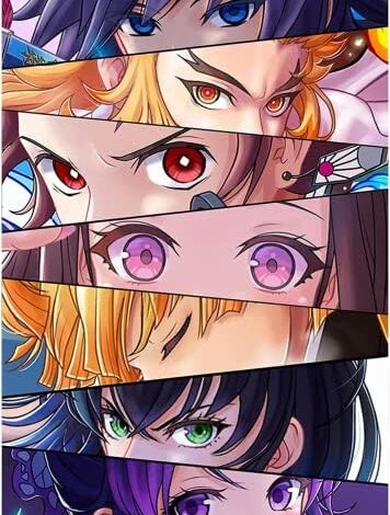 FRAMUN 5D Anime Diamond Painting Kits for Adults DIY Round Full Drill Demon Diamond Art Slayer Kits Gem Art Cross Stitch for Home Decor 12" X 16"