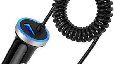 Fast Car Charger Type C Car Plug Android Phone USB C Car Charger Cigarette Lighter Adapter Fast Charging C Coiled Cable for Samsung Galaxy A13 5G/S22 Ultra/S21/S20/S10/A03s/A11/A12/A21/A32/A51/A52/A53