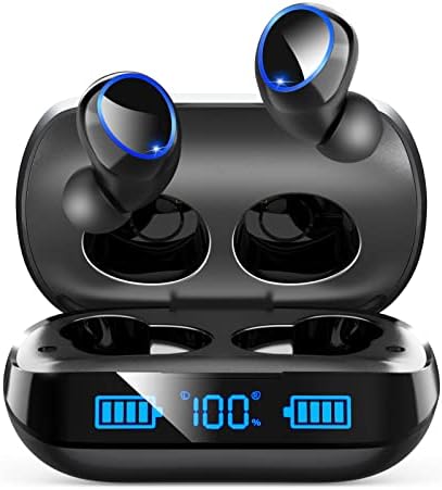 HIYDOO Bluetooth Headphones, True Wireless Earbuds 91Hrs Playback with 1800mAh Charging Case for Android Phone, Small in-Ear Invisible Earphone with Microphone for iPhone PC Computer Laptop Sports