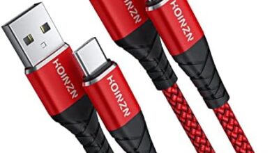 HOINZN USB C Cable[2-Pack,6FT], 3A Type C Fast Charging Cord Durable Braided Compatible with Samsung Galaxy A20 A50 A51 A71, S20 S10 S9 S8 Plus Android Cell Phone Charger Cable Red