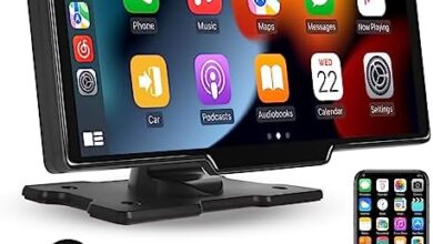 Hikity Portable Wireless Apple Carplay Car Stereo with Dash Cam - 9.3 Inch IPS Touchscreen, Wireless Android Auto, Loop Recording, Backup Camera, Bluetooth Car Audio Receivers