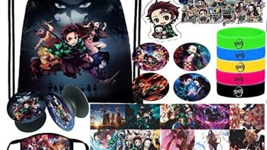 Hydow Anime Merch Gift Set - Including Drawstring Bag, Stickers, Face M-asks, Lanyard, Keychains, Bracelets, Button Pins