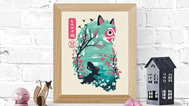 Japanese Anime Princess Art Print - Ukiyo-e Wall Art 8 x 10 Unframed Japanese Anime Artwork Kodama Forest Spirit Print Hayao Miyazaki Wall Hanging Cool Movie Inspired Home Decor