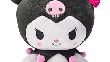 Kawaii Anime Plush Doll 10", Cartoon Stuffed Animal Figure Plushies Pillow Toy, Super Cute Cartoon Theme Party Favor, Soft Lovely Plushies Gift for Girls Teens Fans Birthday Decoration (Black Kuro)