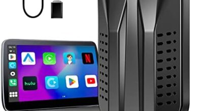 MORTENTR Wireless CarPlay Adapter with Netflix YouTube Google Play, Wireless Android Auto Adapter for Factory Wired CarPlay Cars, CarPlay Ai Box Multimedia Box, 5GHz WiFi, TF Card, for iPhone/Android