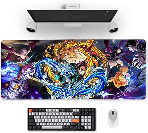 Mouse Pad Compatible with Demon Slayer - Large Gaming Anime Large Mouse Pad for Computer Non Slip Rubber Base | Compatible with Kimetsu No Yaiba 11.8 X 31.5in Home Office Long Mouse Mat