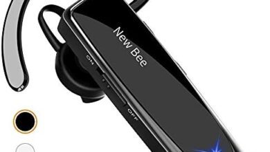 New bee Bluetooth Earpiece V5.0 Wireless Handsfree Headset with Microphone 24 Hrs Driving Headset 60 Days Standby Time for iPhone Android Samsung Laptop Trucker Driver (Black)