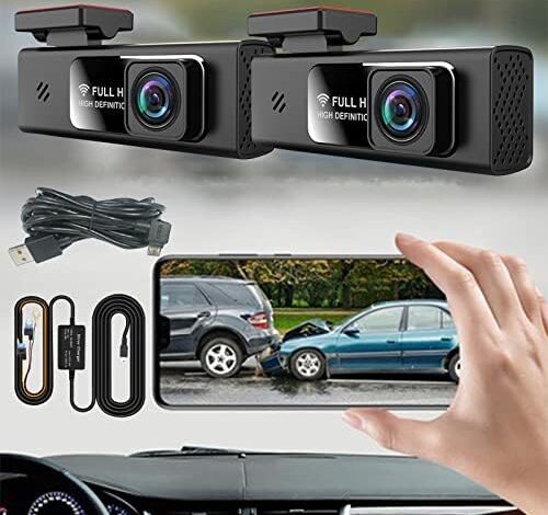 P909 Series Dash Cam - FHD 1080P,170° Wide Angle,G-Sensor,Parking Monitor,Loop Recording - Build in Wi-Fi and APP Control Dash Cam (Black C)