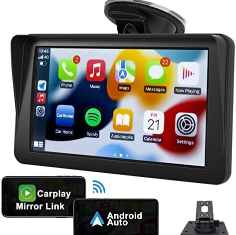 Portable Car Stereo for Apple Carplay - KECAG Wireless Android Auto, Bluetooth Carplay Screen, 7 Inch IPS Touch Screen, Handsfree, Compatible with Air Play, Mirror Link, FM/AUX/USB/TF, Car Navigation