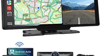 Portable Car Stereo with Dash Cam - 9.3" HD IPS Screen, Wireless Carplay, Android Auto Car Radio Receiver with Front Camera Support Voice Control, Loop Recording, Bluetooth, GPS Portable Radio