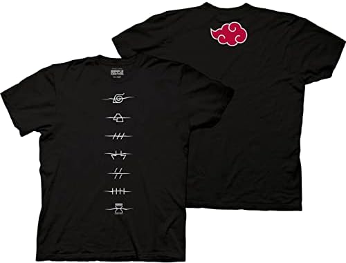 Ripple Junction Naruto Shippuden Men's Short Sleeve T-Shirt Anti-Village Akatsuki Cloud Front Back Print Officially Licensed