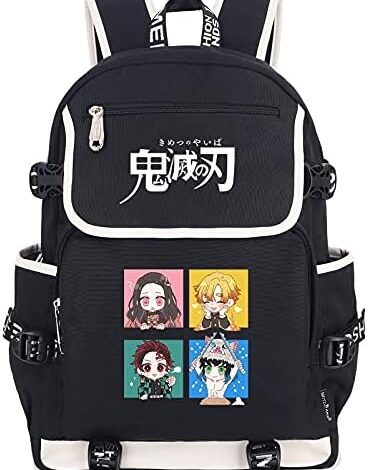 Roffatide Anime Demon Slayer Kamado Tanjirou Kamado Nezuko Laptop Backpack with USB Charging Port