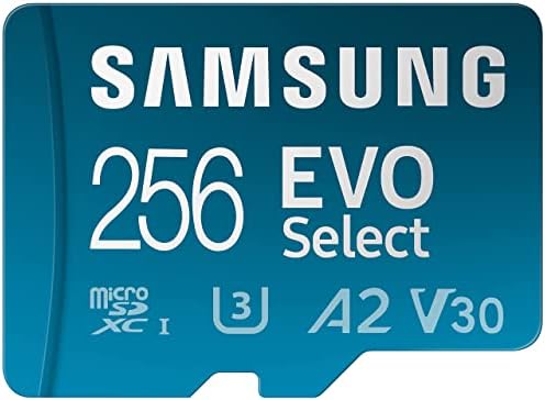 SAMSUNG EVO Select Micro SD-Memory-Card + Adapter, 256GB microSDXC 130MB/s Full HD & 4K UHD, UHS-I, U3, A2, V30, Expanded Storage for Android Smartphones, Tablets, Nintendo-Switch (MB-ME256KA/AM)