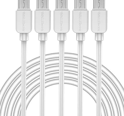 SMALLElectric Micro USB Cable (5-Pack, 6FT) Android Charger, Micro USB Charger Cable Long Android Phone Charger Cord for Samsung Galaxy S7 S6 Edge J7 S5,Note 5 4,LG 4 K40 K20,MP3,Kindle,Tablet,White