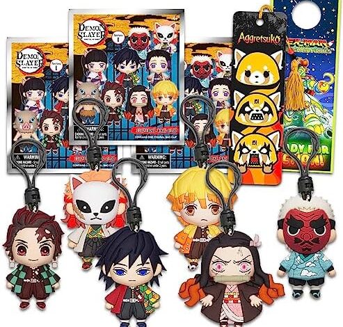 Screen Legends Demon Slayer Blind Bags Party Favors 3 Pack - Bundle with 3 Demon Slayer Keychain Mystery Figures Plus Bookmark, More | Demon Slayer Bag Clips for Kids