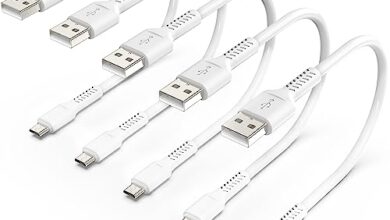 Short Micro USB Cable 1ft, 5 Pack Android Micro USB Cable Standard 2.0 USB A to Micro USB Charger Cord Micro B Android Charging Cable for Samsung Galaxy S7 J7 HTC LG Kindle and Charging Station