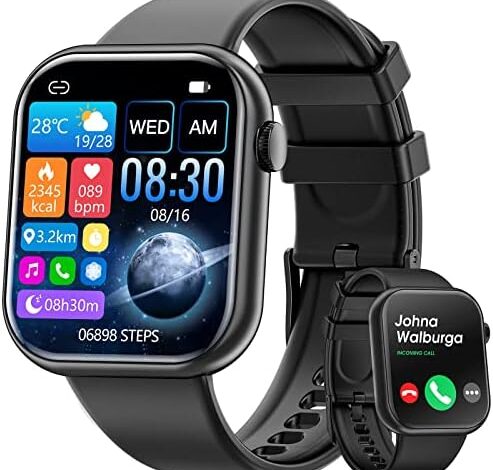 Smart Watch (Answer/Make Calls), 2023 Newest 1.85 Inch Fitness Tracker, Heart Rate/Sleep Monitor/Pedometer/Calories, Multiple Sports Modes, Waterproof Women's Men's Fitness Watch for Android iPhone