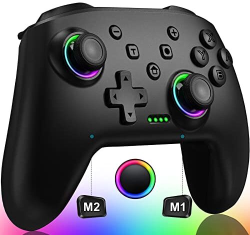 Switch Controller, Wireless Switch Controller Compatible with Switch Controller/Switch Lite/OLED, Wireless Switch Controllers Work with iOS/Android/PC with RGB Light, Programmable, TURBO & Wakeup