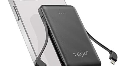 TG90 Portable Charger 6000mah External Battery Packs, Ultra Slim Power Bank with Built-in Cables Portable Phone Charger, USB C Portable Battery Charger Compatible with iPhone Android Cell Phones